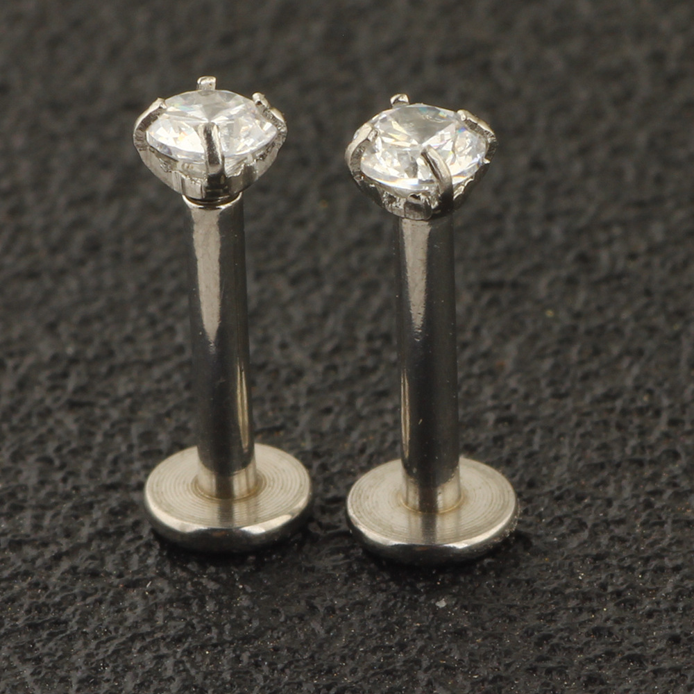 6-Piece Stainless Steel Zircon Eyebrow Nose Lip Piercing Jewelry Set - Diamond Shape Studs for Ear Eyebrow Nose Lip detail image 15