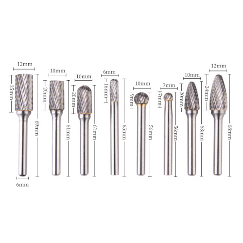 8-piece set of tungsten steel grinding head rotary file electric grinding wood carving accessories tungsten steel grinding head