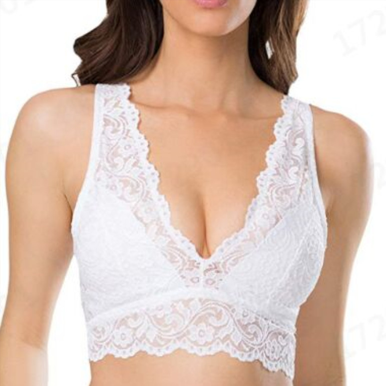 Solid Color Hollow Lace Bra NSFQQ79298