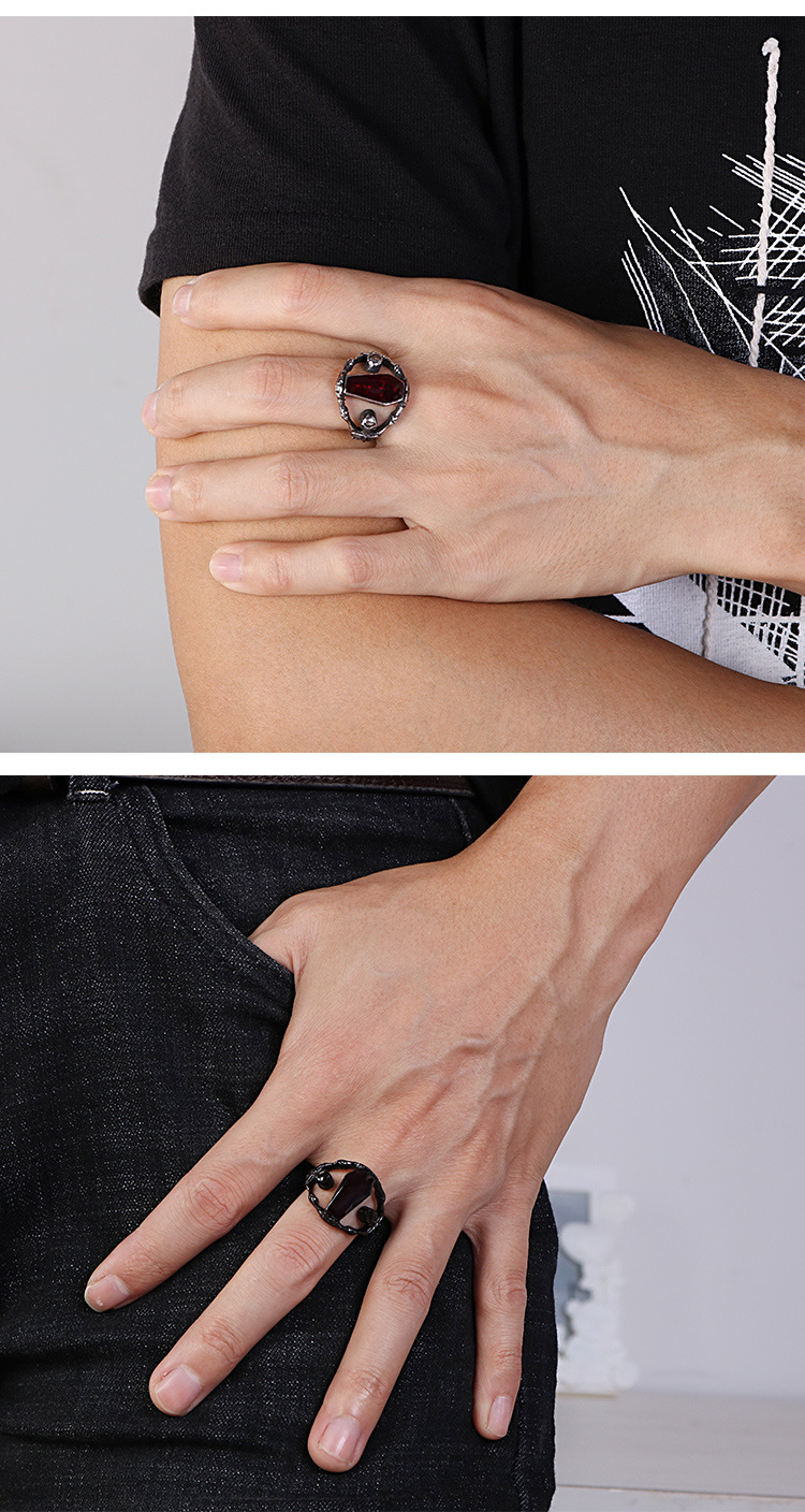Men's Gender Gothic, Punk Style Gothic Punk Skull Stainless Steel 18K Gold Plated Halloween Men's Rings