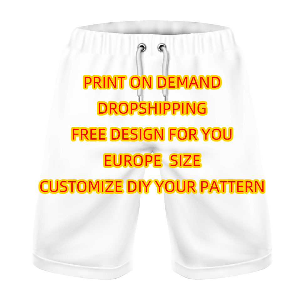 跨境新款休闲短裤男 欧美外贸3D数码印花男士倒饮料沙滩裤|ru