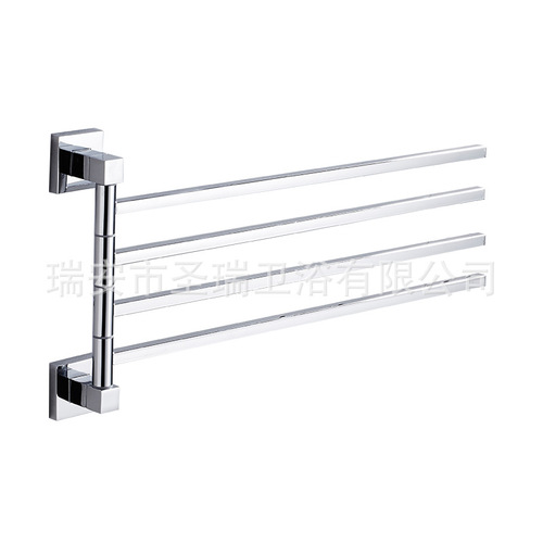 Factory direct sales new movable towel rack stainless steel 180 degree rotating square tube bath towel rack bathroom pendant cross-border