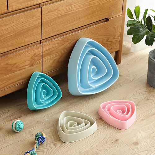 Aspet Zhipeng Triangular Pet Plastic Anti-Choking Bowl Anti-Slip Slow Feeding Bowl Dog Food Bowl Drinking Food Tray