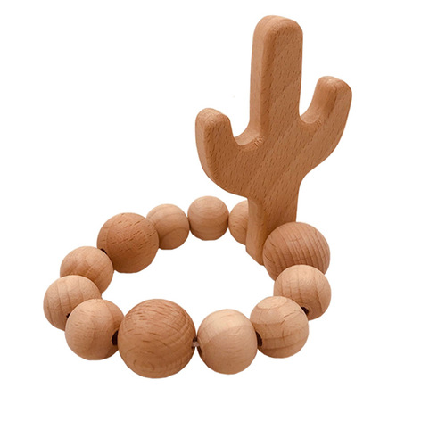 Food grade beech animal teething pacifier chain, baby soothing molar stick, baby bite comfort bracelet