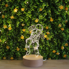 Nordic wooden space astronaut creative 3D astronaut night light, gift for boyfriend and girlfriend, desk lamp