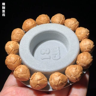 美国金丝猴头雕刻手串 手工精雕小金丝猴头莲花手串 约15mm/20mm