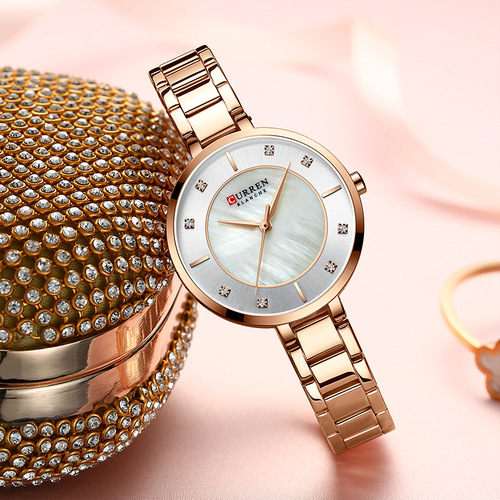 CURREN/Karen 9051 women's shell waterproof watch simple small dial round fashionable women's watch
