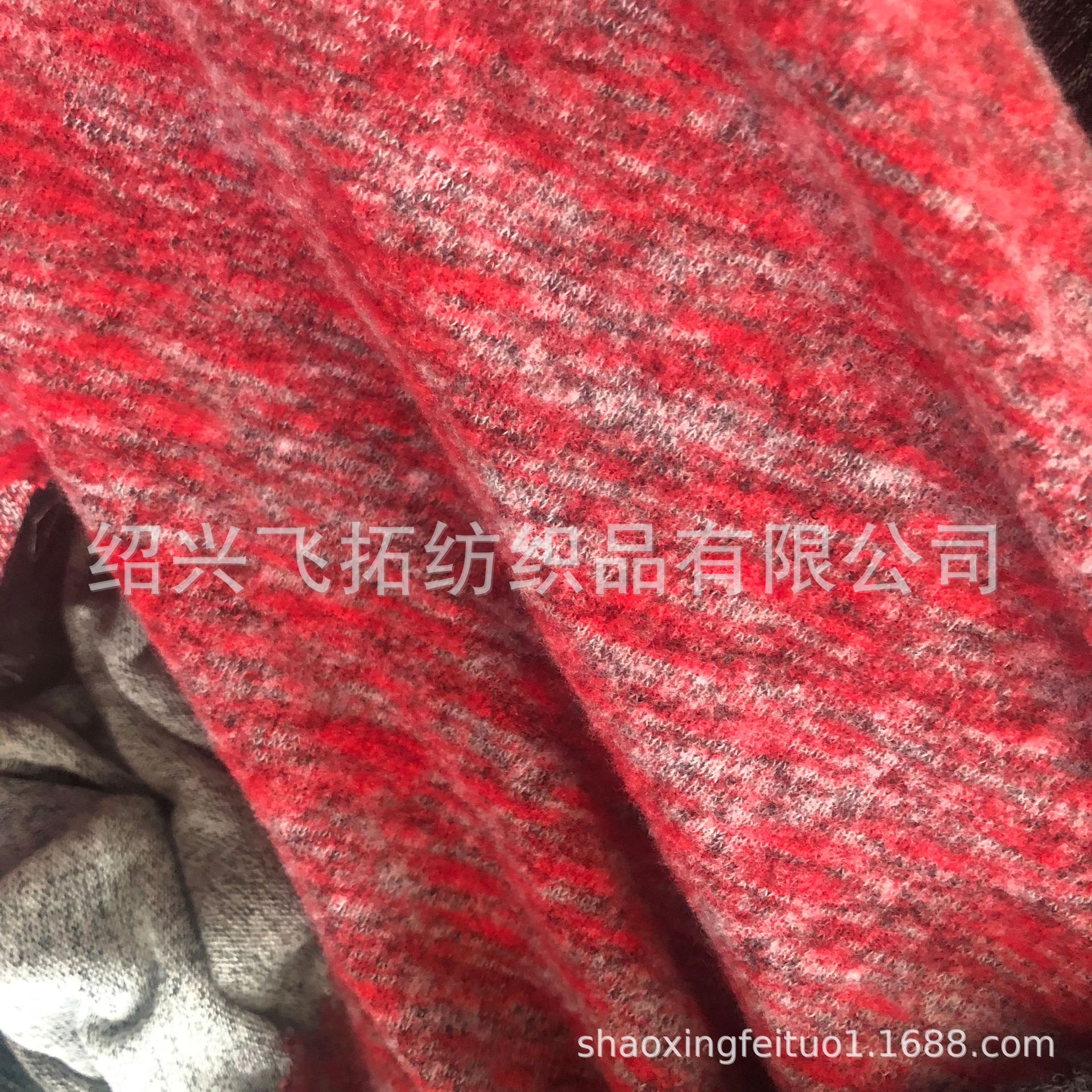 厂家直销针织50%人棉45%涤纶5%氨纶竹节粗针三色拉毛布