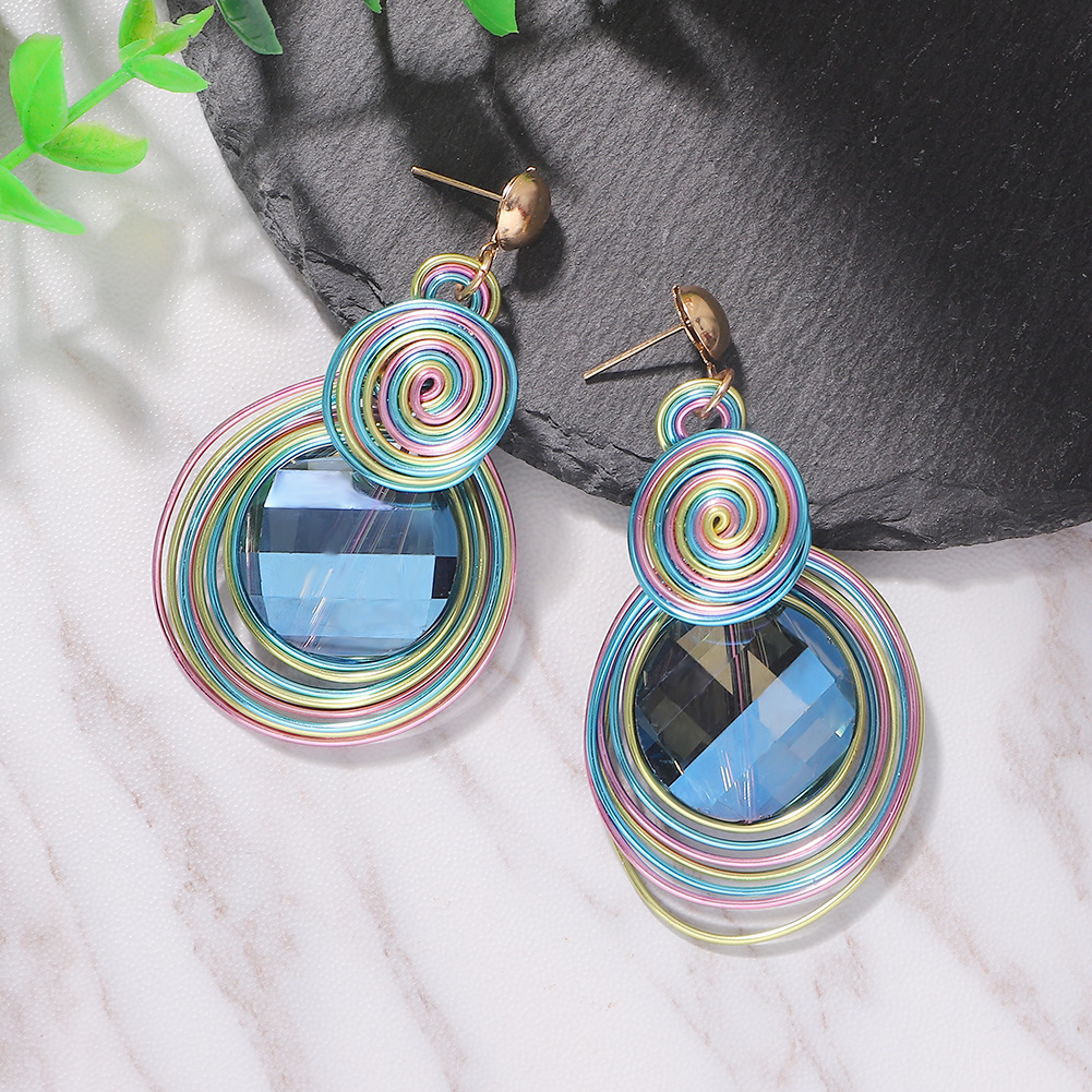 Explosive Alloy Gemstone Earrings display picture 7