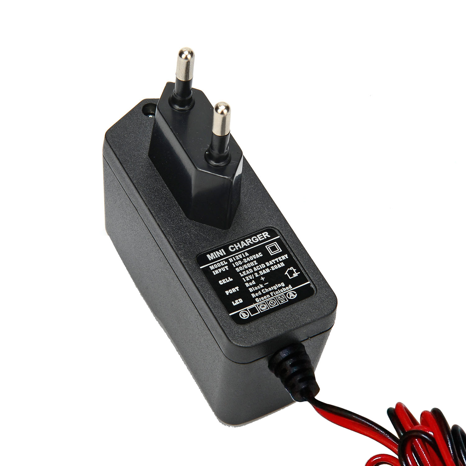 12V1000mA铅酸电瓶充电器电动车电瓶充电器智能12V1A蓄电池充电器