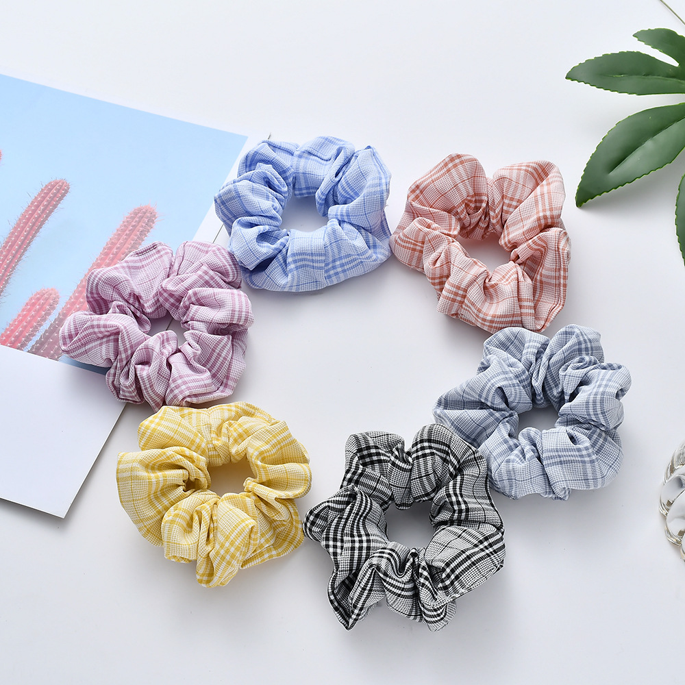 New Fashion Simple Tie Colorful Stripes Lattice Cheap Scrunchies Wholesale display picture 2