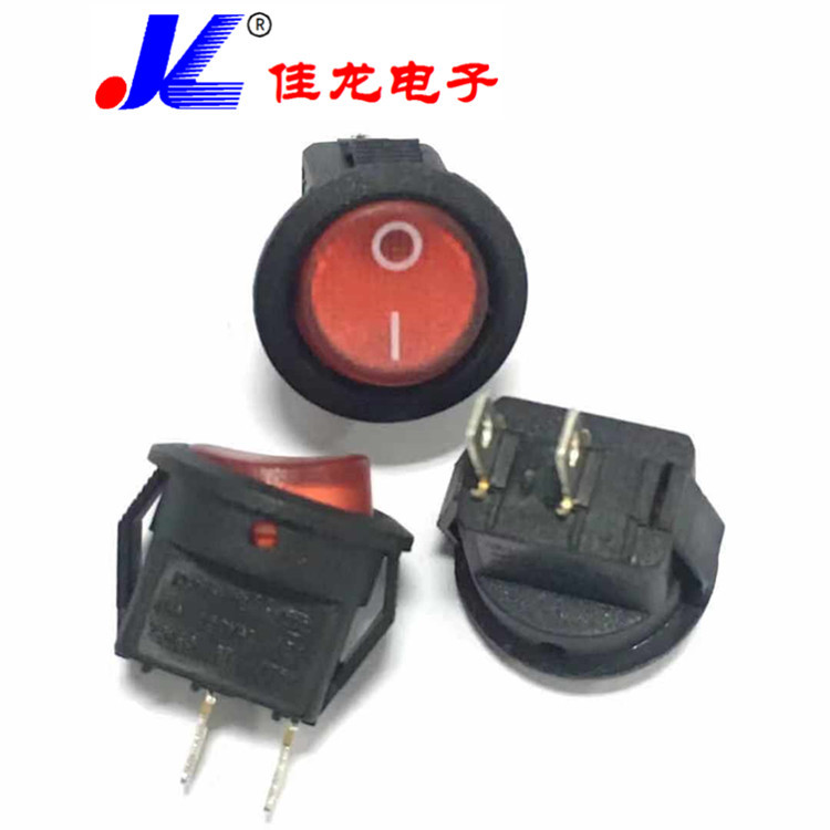 15MM开孔透明红暗红盖特小圆型翘板佳龙电子 JL船型开关KCD1-108R