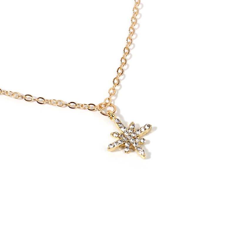 8g Weight Necklace Classification Wedding, Travel Occasion Women'S Gender Gold Color Fashion Multilayer Hexagram  Retro Exaggerated Love Diamond Necklace 4
