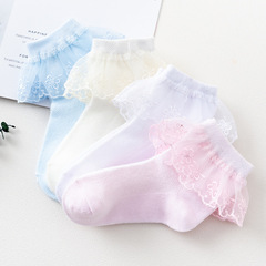 Baby girl thin socks summer mesh kids socks floral edge socks dance white children spring princess girl socks cotton socks
