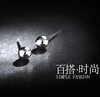 Round beads, earrings, glossy needle handmade, silver 925 sample, Korean style, wholesale