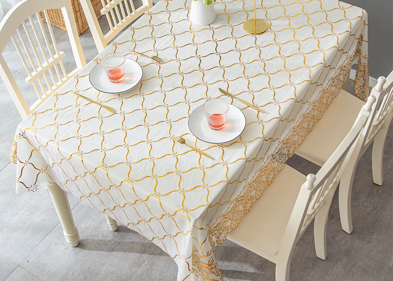 Factory direct cutting European-style bronzing table cloth anti-scalding PVC coffee table tablecloth dustproof TV cover cloth household