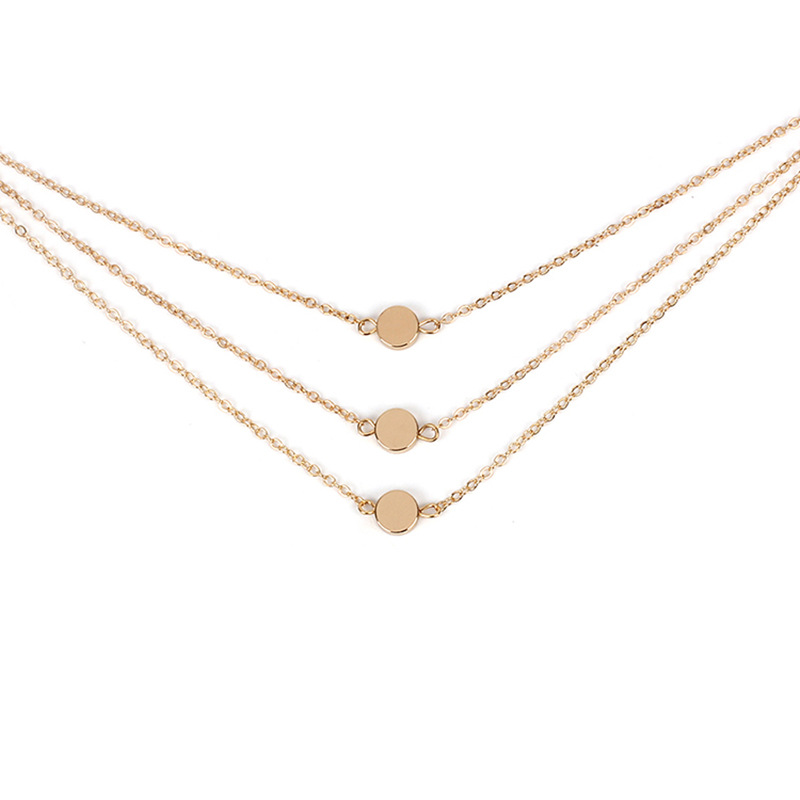 10g Weight Necklace Classification Women'S Gender Gold Color Cross-border New Accessories European And American Foreign Trade Ins Online Influencer Necklace Female Personality Multi-layer Metal Sequins Pendant Clavicle Chain 4
