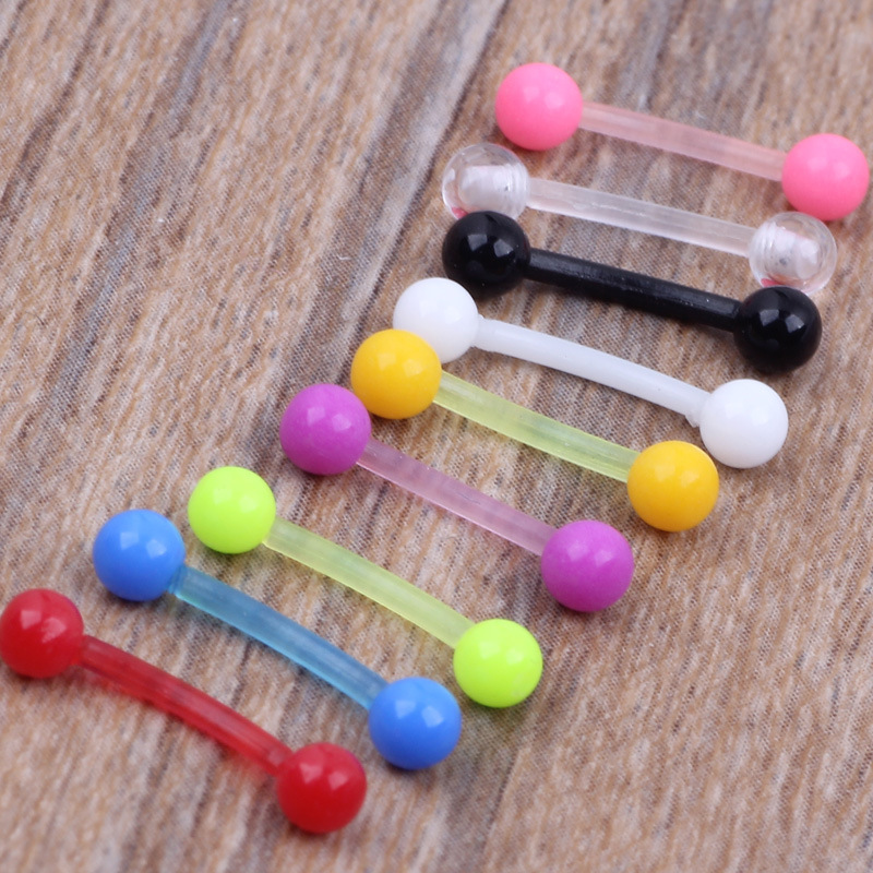 Fashion Trend Curved Ball Candy Color Eyebrow Nail Earrings Basic Piercing Jewelry Acrylic Clear detail image 7