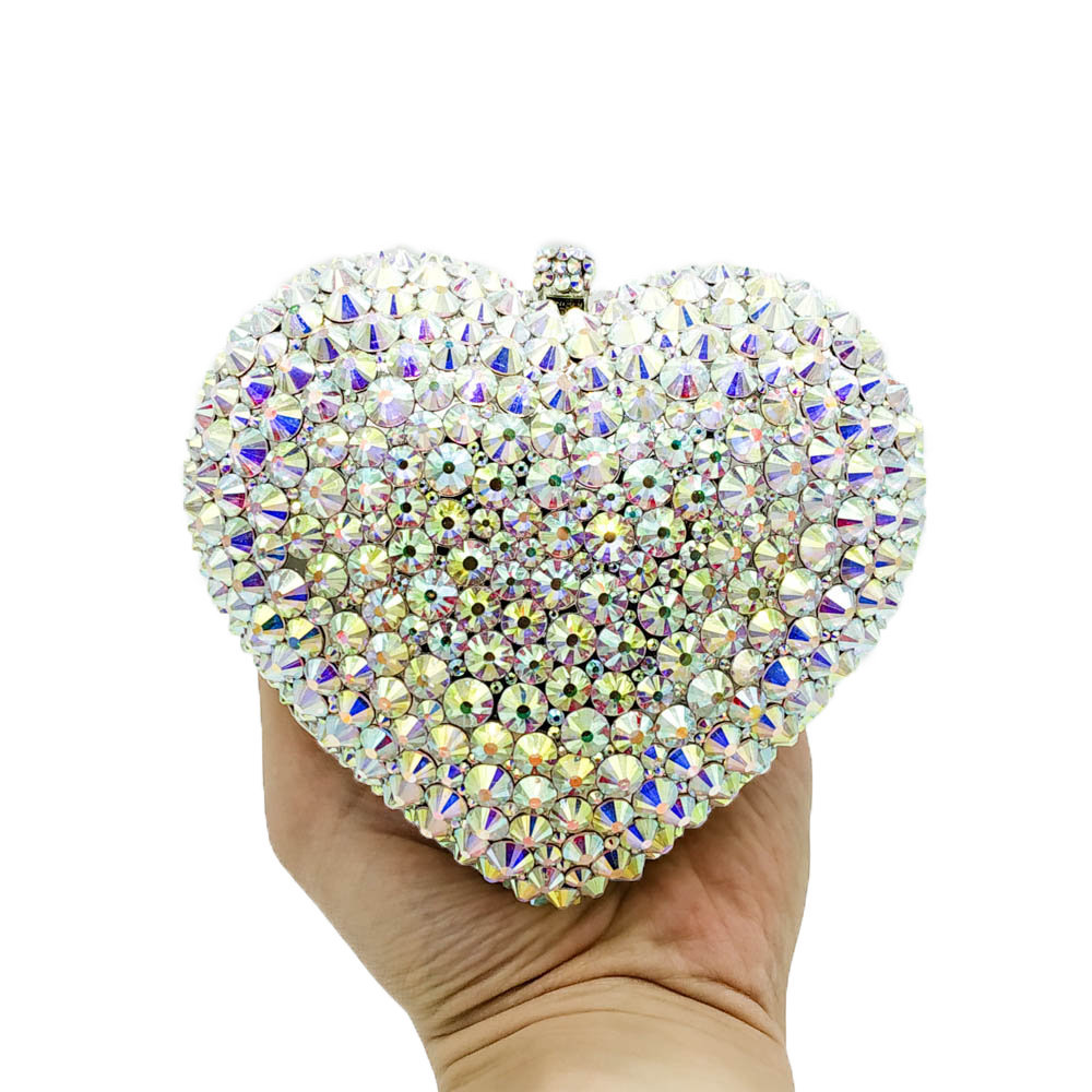 Diamond-studded  Heart-shaped Diamond Sticker Clutch Bag display picture 2