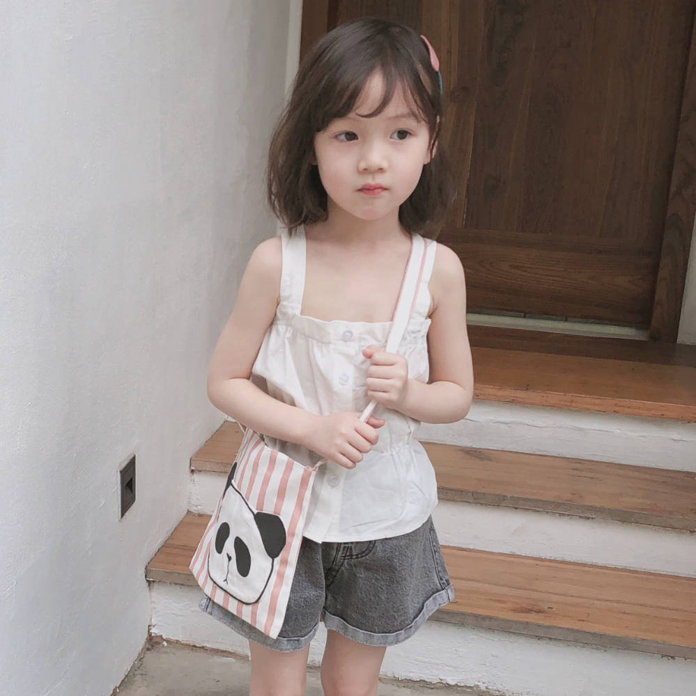 韩国儿童布艺造型熊猫包包卡通单肩包包跨包布艺零钱包包儿童拎包|ru