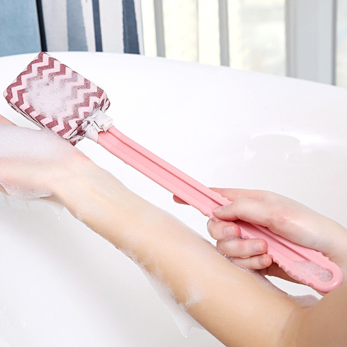 Long-handled bath wipe, double-sided bath towel, bathroom bath brush, back scrub brush with detachable belt