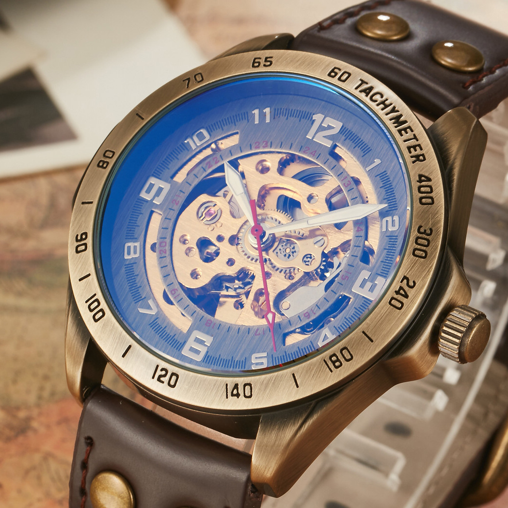 72g Weight Tempered Glass Mirror Material Genuine Leather, Steel Belt Strap Material Watch Classification Pointer Display Type Butterfly Double Snap, Buckle Buckle Style Round Dial Shape Casual, Daily Occasion Mechanical Movement Color Block Pattern All Seasons Season Men's Gender Retro Style Retro Color Block Butterfly Double Snap Buckle Mechanical Watch Men's Watches 10