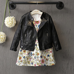 Children's Clothing Children's Leather Clothing 2024 Spring and Autumn New Style Boys and Girls Stand Collar Motorcycle Jacket Western Style Jacket Manufacturer