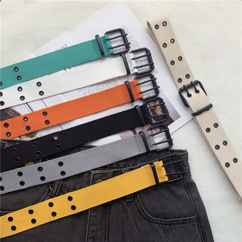 New Fashion Canvas Double Row Hole Belt display picture 24