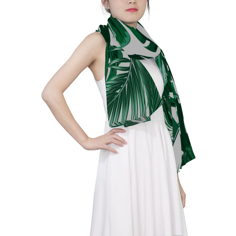 Tropical Palm Leaf Scarf Digital Printing Chiffon Scarf Custom Scarf Scarf Shawl All-match Scarf Long Square Scarf Tropical Palm Leaf Scarf Digital Printing Chiffon Scarf Custom Scarf Scarf Shawl All-match Scarf Long Square Scarf