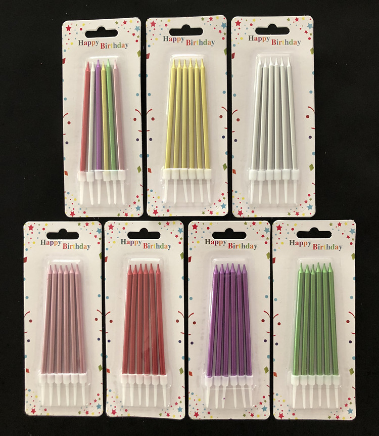 Creative slender rod candle gold plated silver birthday candle party DIY cake baking colored pearlescent small candle