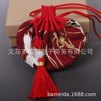 仙鶴款棉布小香包挂件 古風香囊空袋 流蘇香袋 荷包袋 漢服配飾