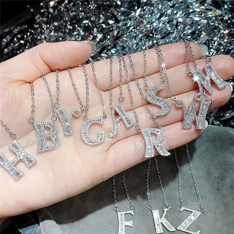 Last Name Alphabet Pendant 26 English Letters Az Adjustable Necklace Women display picture 8