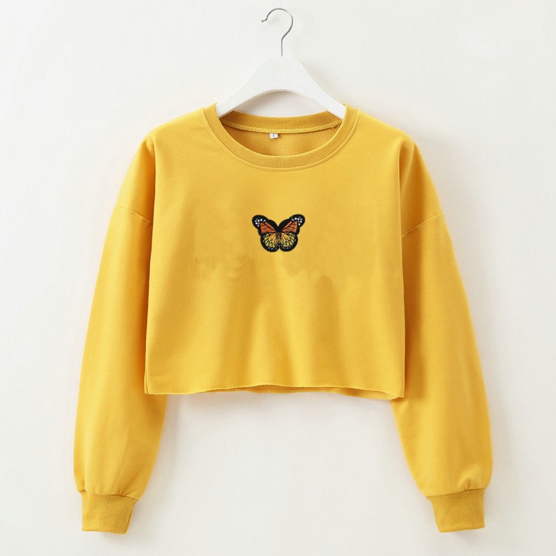Butterfly Embroidered Long-Sleeved Sweatshirt NSOSY111501