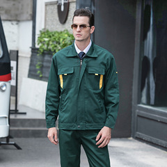 Vertical clause suits and tops, long-sleeved spring and autumn work clothes, men's and women's work clothes, work clothes, labor protection clothes, auto repair clothes, post and telecommunications green