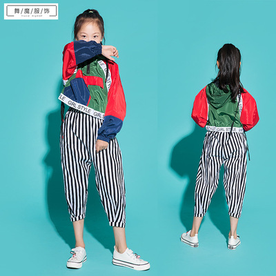 女童爵士舞演出服套装嘻哈hiphop潮流街舞服少儿秀场款时髦上下装|ru