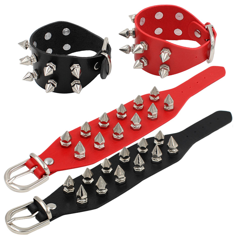 Street Occasion Pu Leather, Alloy Material Punk Solid Color Pu Leather Alloy  Unisex Wristband