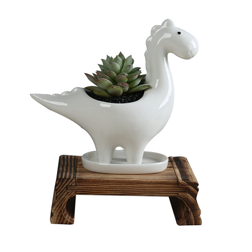 Manufacturer small wholesale gardening cross-border creative succulent flower pot cartoon animal dinosaur ceramic flower pot desktop decoration