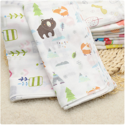 31*31 Infants cotton material Density double-deck printing Gauze Kerchief Cotton handkerchief Feeding towel baby Saliva towel