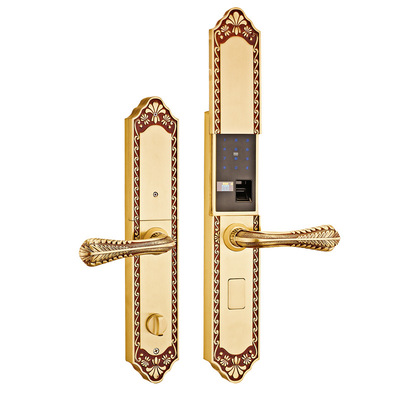 好美优 纯铜滑盖指纹密码锁玫瑰金色智能锁家用68孔距厂家直销