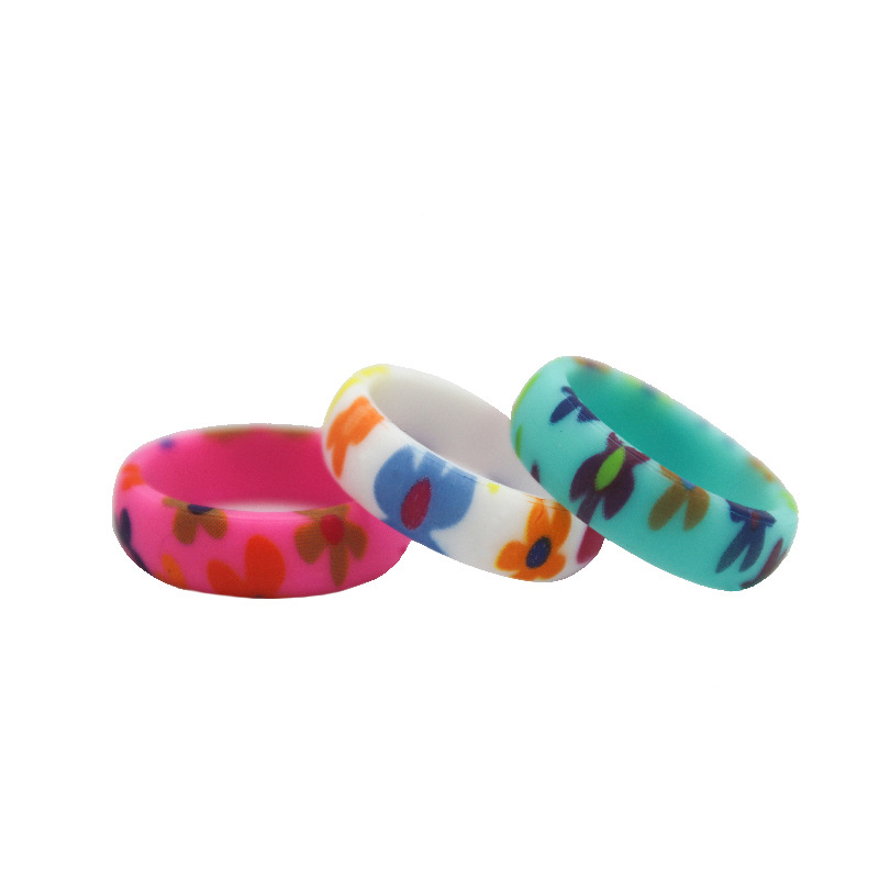 3color longevity pattern 5.7mm wide silicone ring series European and American women's sports