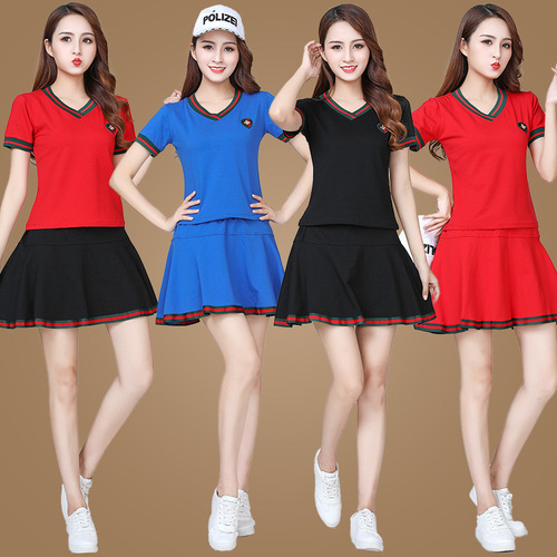 Square dance clothing set for middle-aged and elderly women, short-sleeved dance top, summer new pure cotton team ghost step dance performance uniform