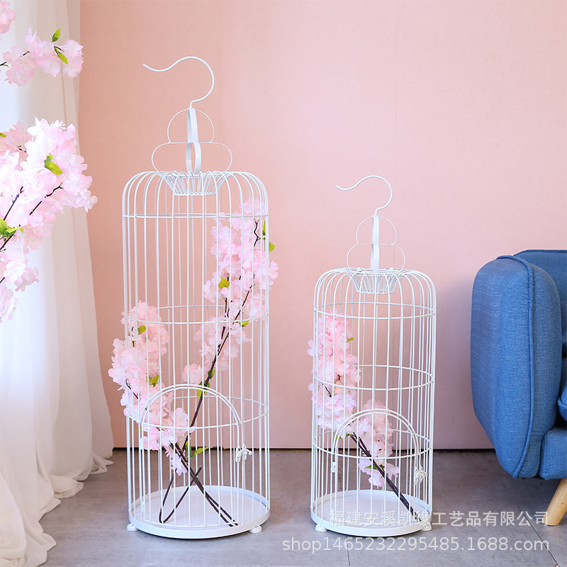 Nordic hierro decorativo jaula de pájaros boda decoración de la ventana de la boda de metal accesorios de fotografía simple jaula de pájaros de oro