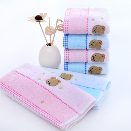 Gold size children's towel soft and absorbent pure cotton untwisted yarn face towel cute bear face towel
