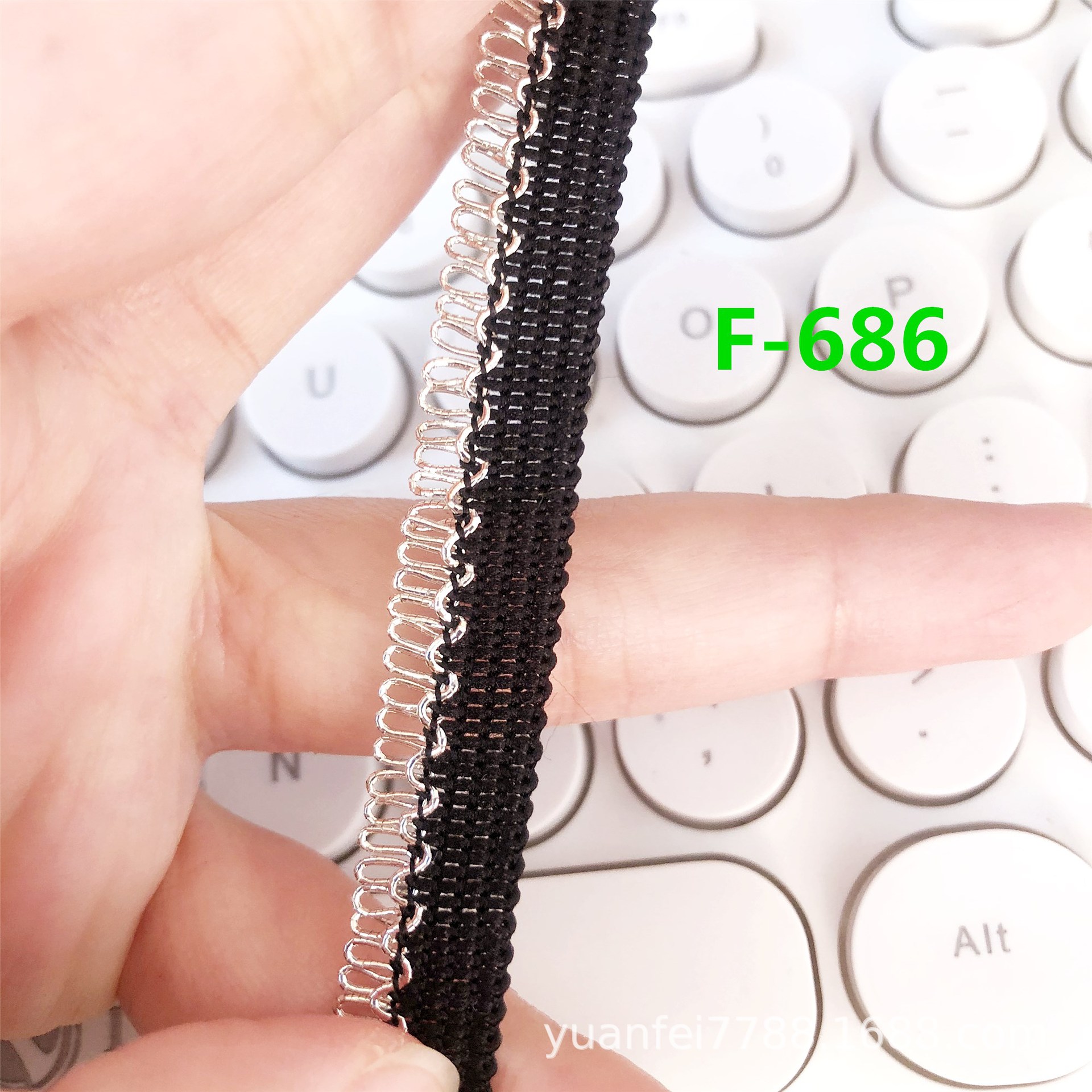 F-686精细新版金线编织镂空小波浪黑金色花边洛丽塔汉服辅料