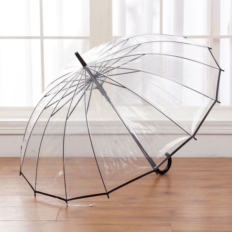 16骨大雨伞超大双人直杆透明伞 高强度加厚面料透明雨伞定制广告|ms