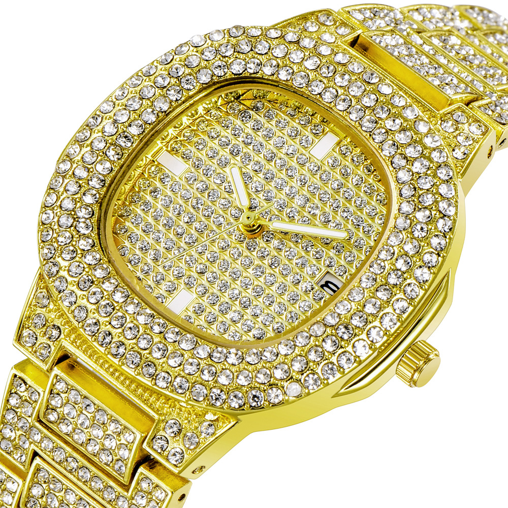 Diamond Luxury Brand Watch Women Full Steel Date Wristwatch