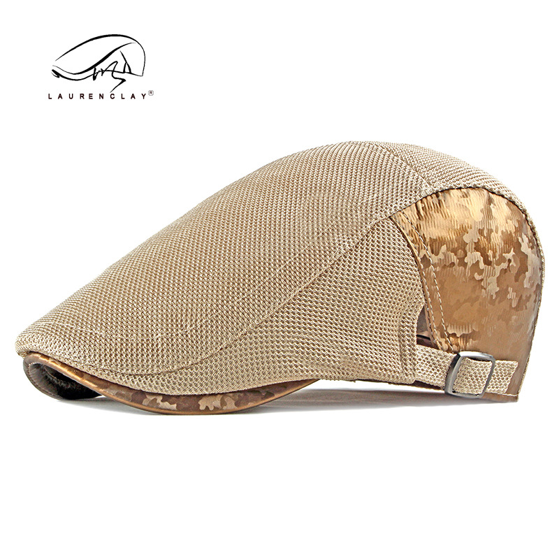 La primavera y el verano hueco de malla boina casual de los hombres de moda coreana enarboló el casquillo de las mujeres sombrero delantero sombrero de moda juvenil