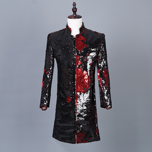 Men's colorful sequined Western nightclub jazz dance band coats DJ men's Sequin performance dress suits host singers jackets