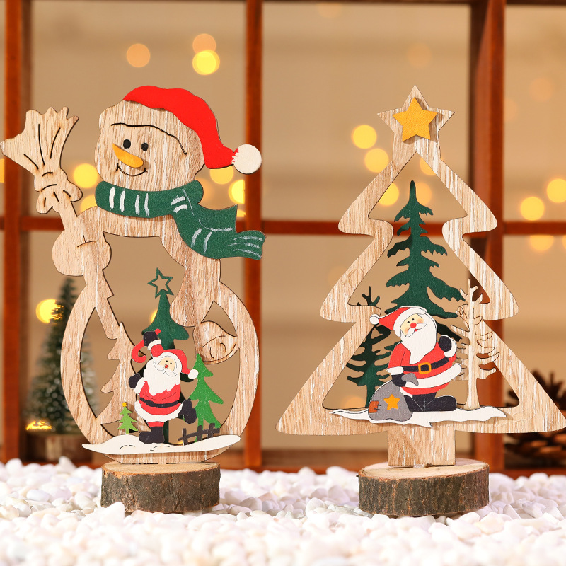 Navidad Lindo Monigote De Nieve Madera Fiesta Adornos 1 Pieza display picture 6