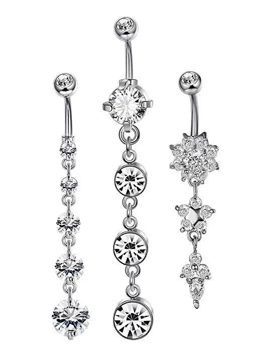 Belly button piercing with zircon, Amazon